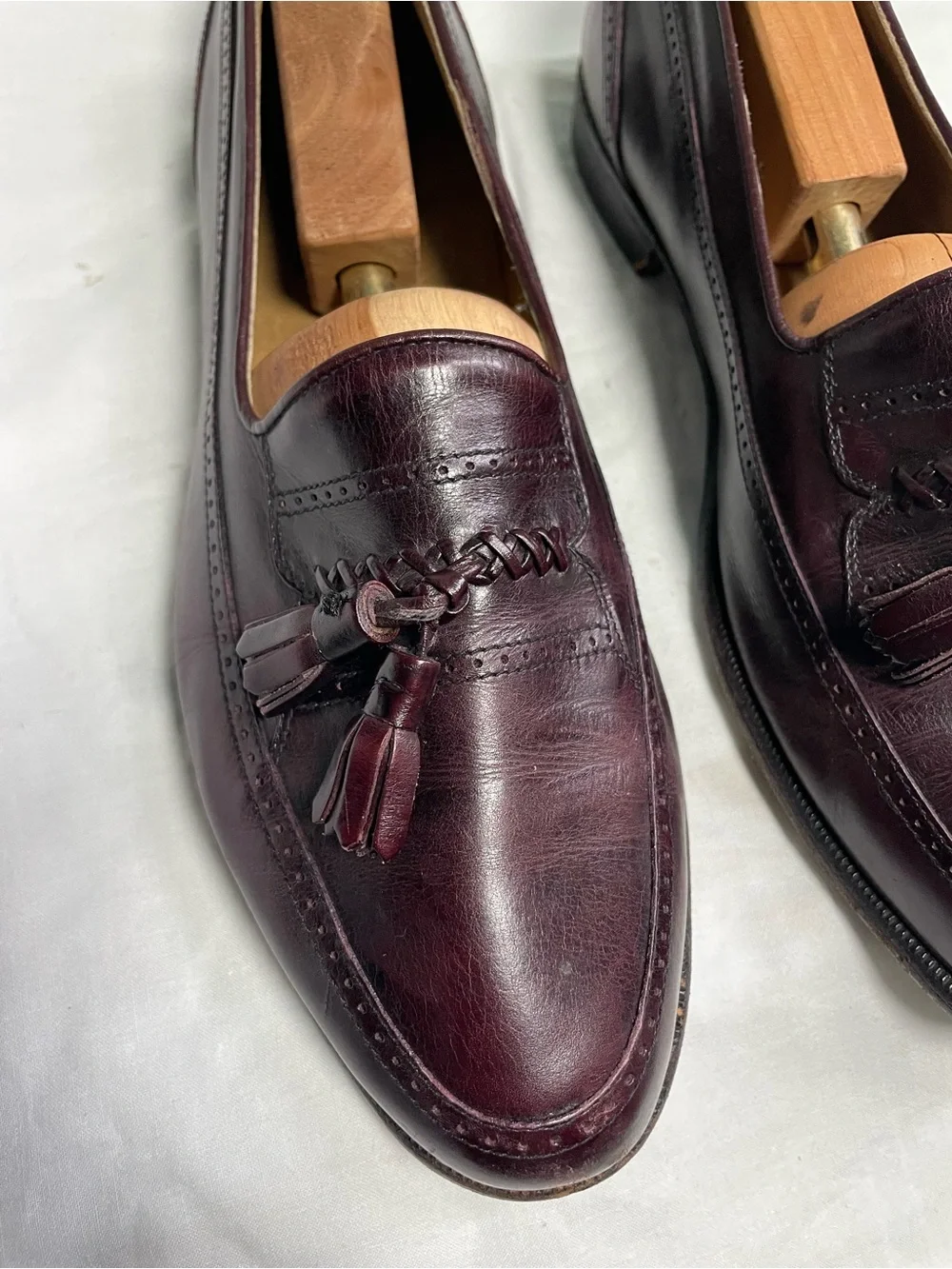 DOMANI by Johnston & Murphy Men's Tassel Loafers in Deep Burgundy Sz 9.5 M Italy